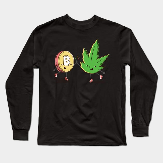 Bitcoin and Cannabis Long Sleeve T-Shirt by Imaginariux